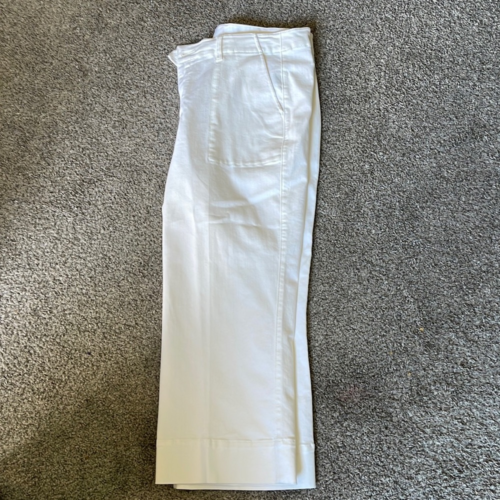 CABI white wide leg pant. Stretch jean material